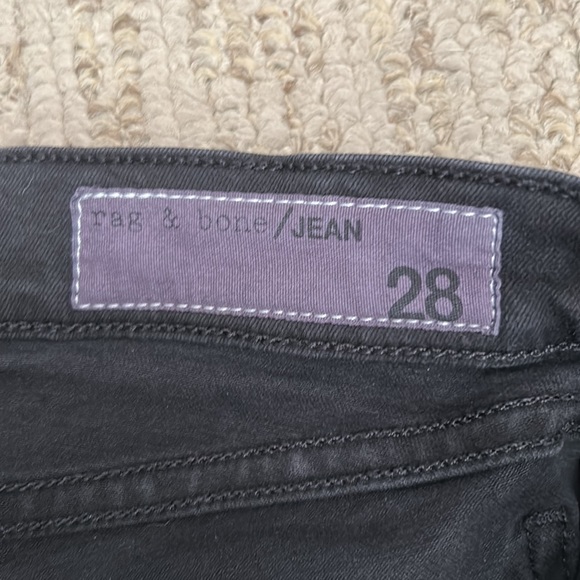 Rag & Bone black distressed raw hem stretchy jeans sz 28 - Picture 4 of 5